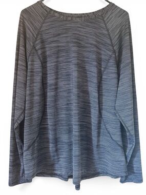 Tek Gear DryTek Striped Long Sleeve Top 1X Thumb Holes Athletic